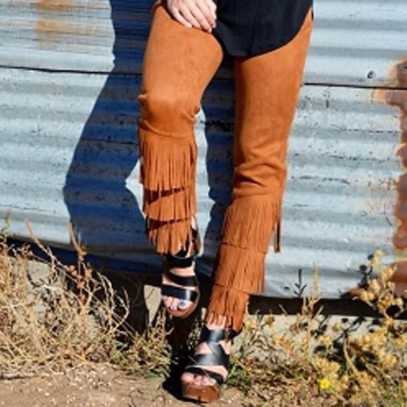 Faux Copper Suede Stretchy Pants - Picture 3 of 5